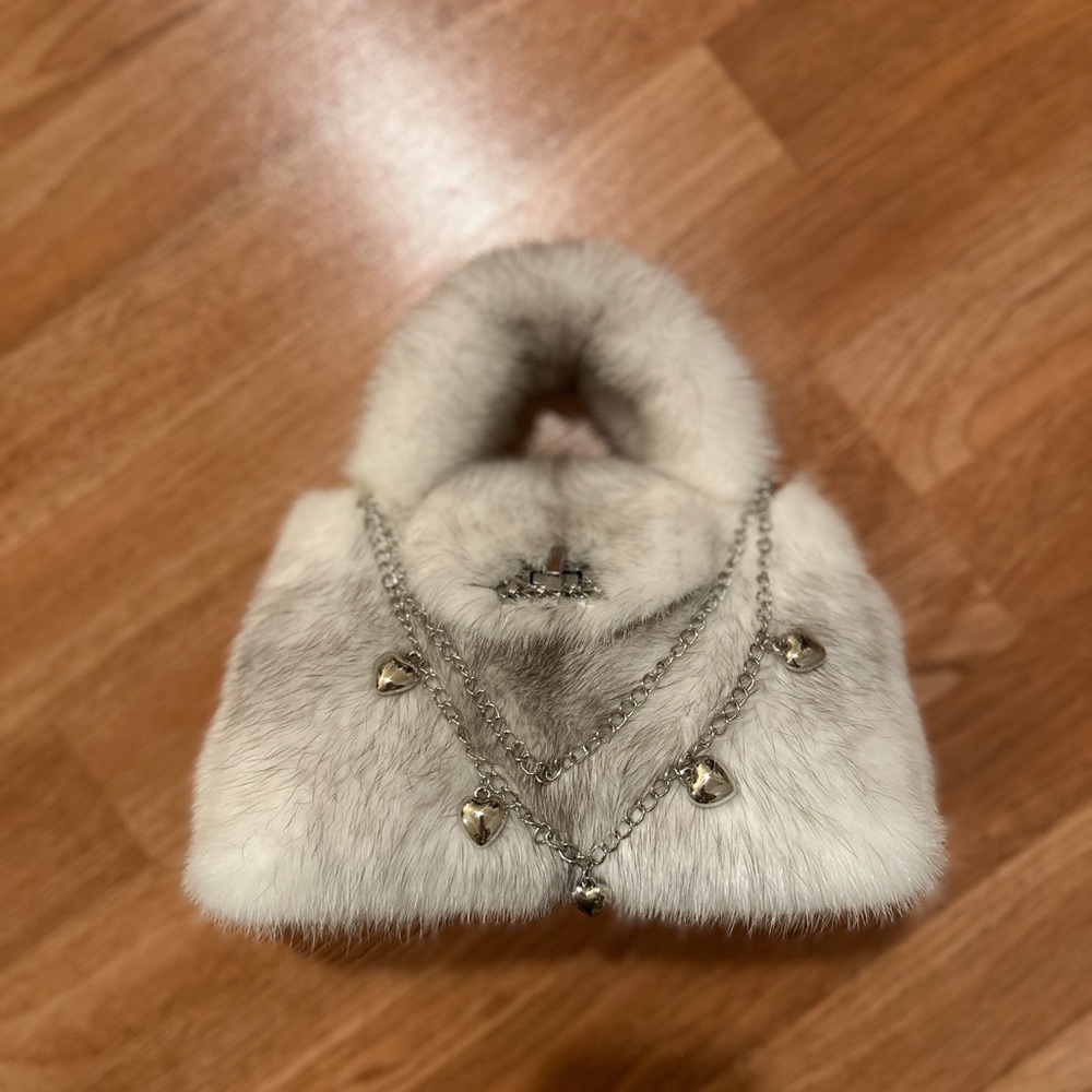 Elegant Cross Mink Fur Purse with Chain Accents